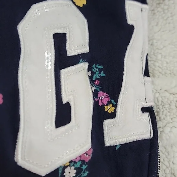 Gap floral full zip fleece lined hoodie Girls size 8 - Picture 7 of 7